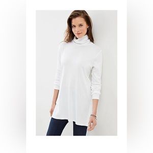 NWOT J*jill perfect Pima side vent winter white turtleneck tunic size M tall.
